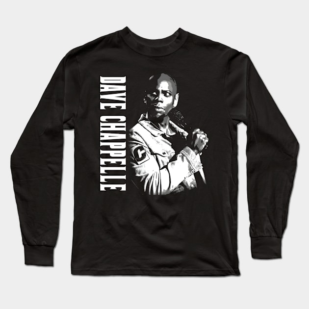 Dave Chapelle Black And White Long Sleeve T-Shirt by lmsmarcel